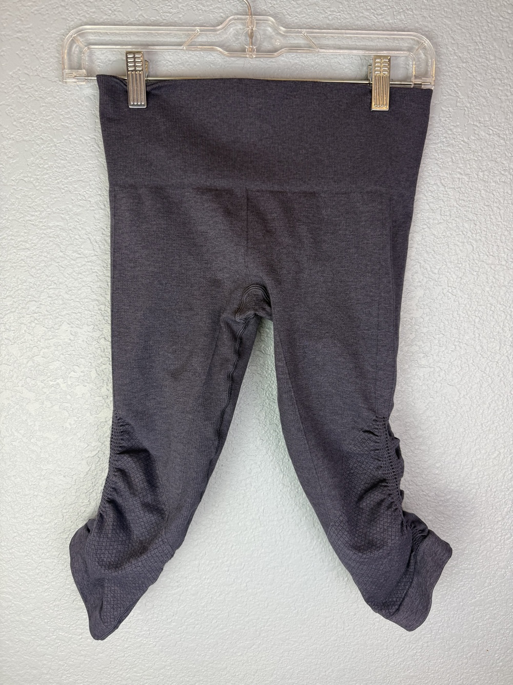 Lululemon Leggings Womens 14 Gray Ruched Crop Activewear Yoga In the Flow